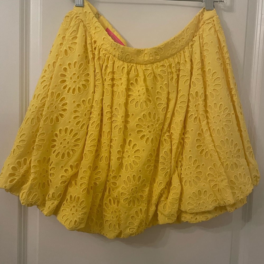 Lilly Pulitzer Yellow Eyelet Mini Skirt